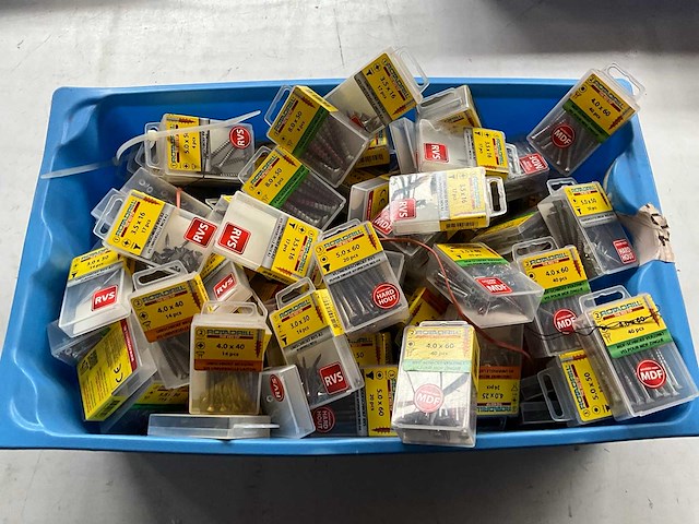 Rotadrill diverse schroeven rvs, verzinkt en messing in blister (100x) - afbeelding 1 van  7