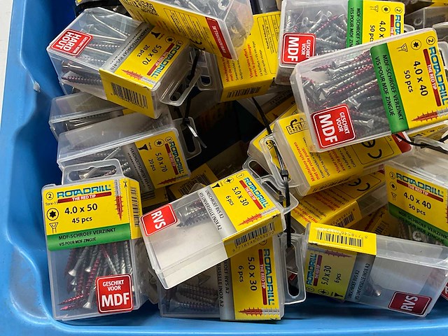 Rotadrill diverse schroeven rvs, verzinkt en messing in blister (100x) - afbeelding 2 van  7