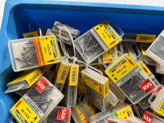 Rotadrill diverse schroeven rvs, verzinkt en messing in blister (100x) - afbeelding 2 van  7