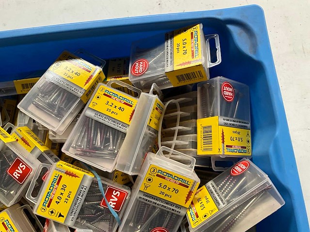 Rotadrill diverse schroeven rvs, verzinkt en messing in blister (100x) - afbeelding 3 van  7