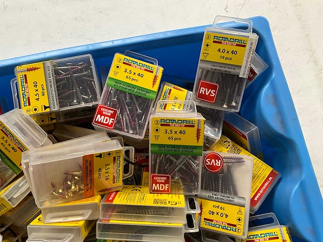 Rotadrill diverse schroeven rvs, verzinkt en messing in blister (100x) - afbeelding 3 van  7