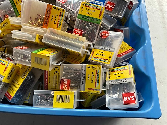 Rotadrill diverse schroeven rvs, verzinkt en messing in blister (100x) - afbeelding 4 van  7
