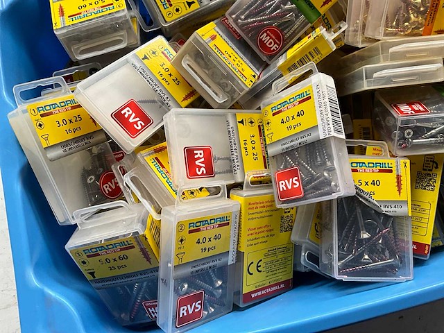 Rotadrill diverse schroeven rvs, verzinkt en messing in blister (100x) - afbeelding 5 van  7