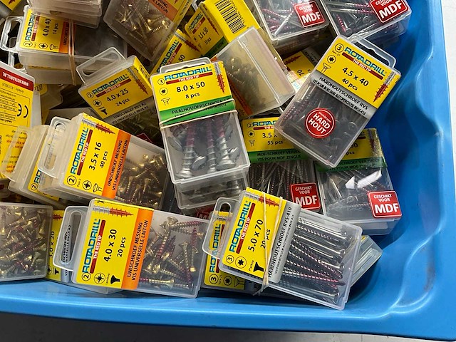 Rotadrill diverse schroeven rvs, verzinkt en messing in blister (100x) - afbeelding 3 van  4