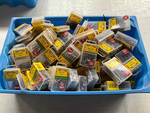 Rotadrill diverse schroeven rvs, verzinkt en messing in blister (100x) - afbeelding 1 van  6