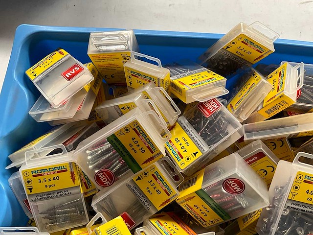 Rotadrill diverse schroeven rvs, verzinkt en messing in blister (100x) - afbeelding 2 van  6