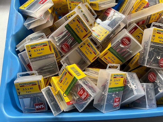 Rotadrill diverse schroeven rvs, verzinkt en messing in blister (100x) - afbeelding 5 van  6