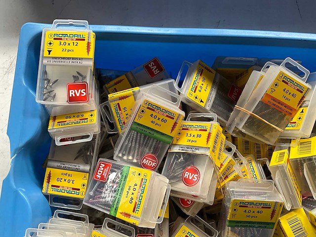 Rotadrill diverse schroeven rvs, verzinkt en messing in blister (100x) - afbeelding 2 van  7