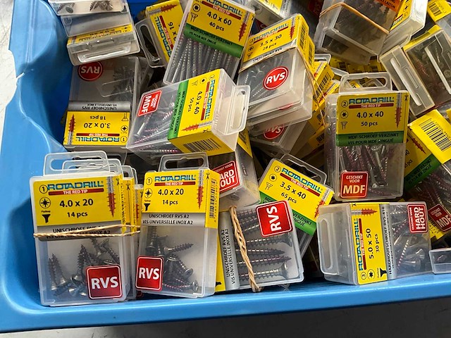 Rotadrill diverse schroeven rvs, verzinkt en messing in blister (100x) - afbeelding 5 van  7