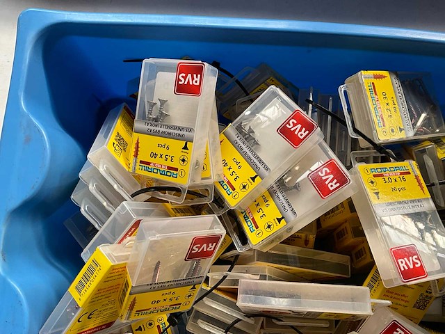 Rotadrill diverse schroeven rvs, verzinkt en messing in blister (100x) - afbeelding 2 van  7