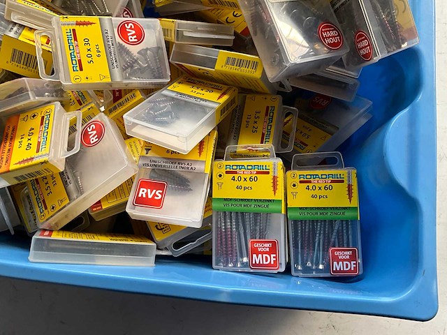 Rotadrill diverse schroeven rvs, verzinkt en messing in blister (100x) - afbeelding 2 van  3