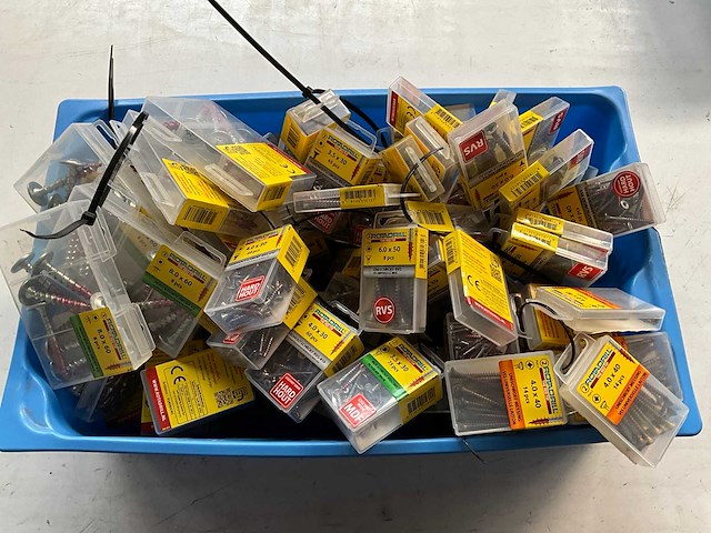 Rotadrill diverse schroeven rvs, verzinkt en messing in blister (100x) - afbeelding 1 van  7