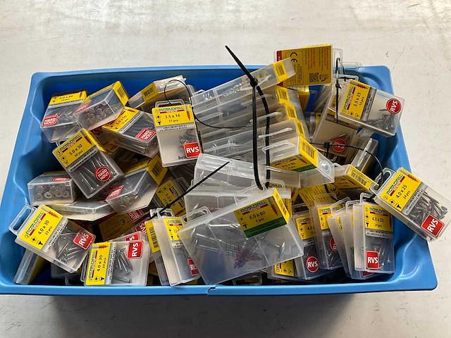 Rotadrill diverse schroeven rvs, verzinkt en messing in blister (100x) - afbeelding 1 van  6