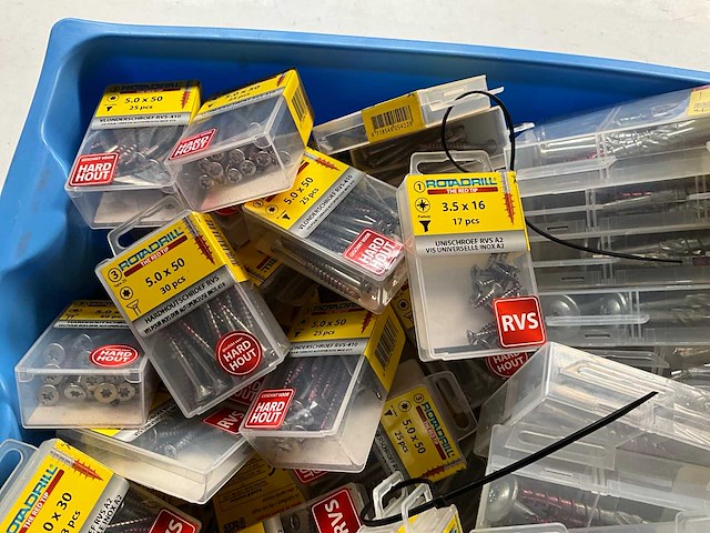 Rotadrill diverse schroeven rvs, verzinkt en messing in blister (100x) - afbeelding 2 van  6