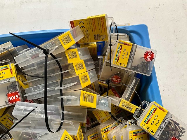 Rotadrill diverse schroeven rvs, verzinkt en messing in blister (100x) - afbeelding 3 van  6