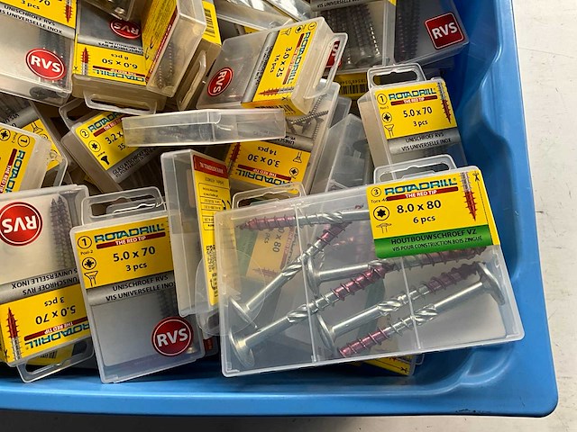 Rotadrill diverse schroeven rvs, verzinkt en messing in blister (100x) - afbeelding 2 van  6