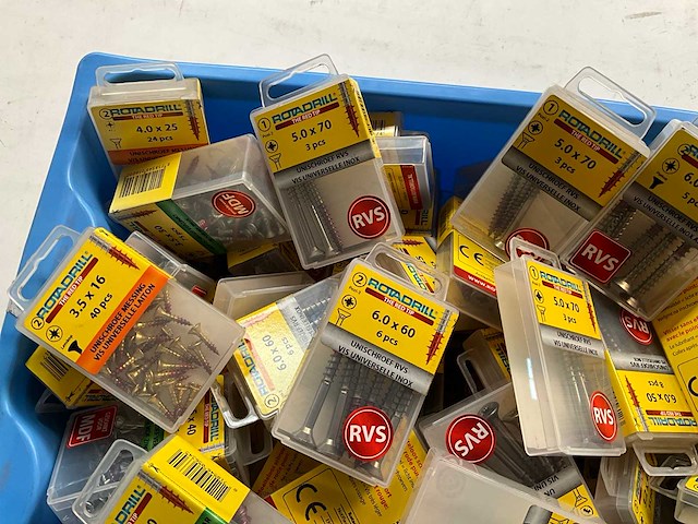 Rotadrill diverse schroeven rvs, verzinkt en messing in blister (100x) - afbeelding 4 van  6