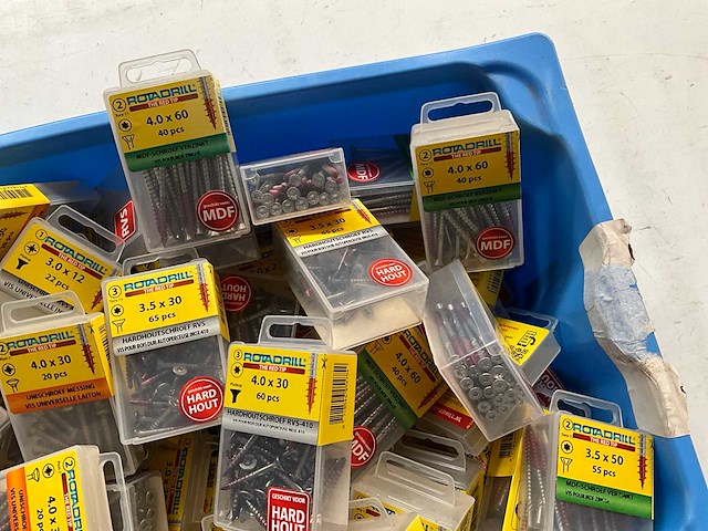 Rotadrill diverse schroeven rvs, verzinkt en messing in blister (100x) - afbeelding 2 van  6