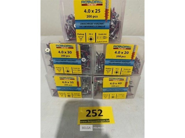 Rotadrill houtschroef pz-2 1000 stuks 5 verschillende maten - afbeelding 2 van  3