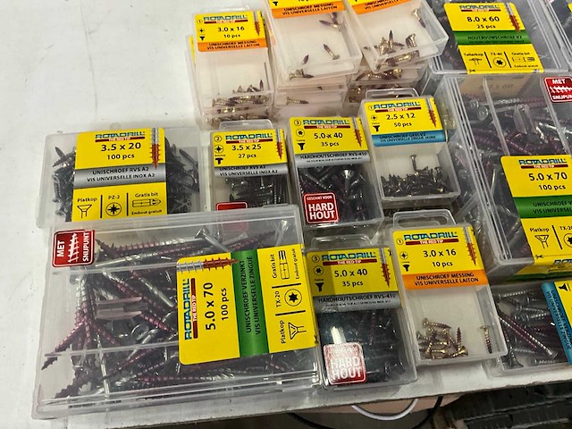 Rotadrill mix kavel diverse schroeven rvs, verzinkt en messing - afbeelding 2 van  7