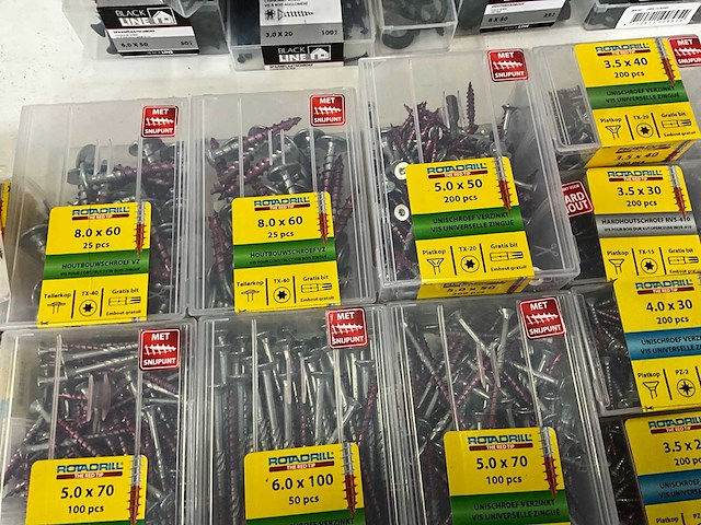 Rotadrill mix kavel diverse schroeven rvs, verzinkt en messing - afbeelding 4 van  7