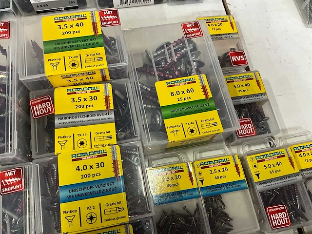 Rotadrill mix kavel diverse schroeven rvs, verzinkt en messing - afbeelding 7 van  7