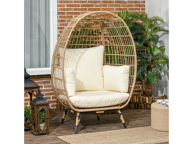 Rotan fauteuil in de vorm van een mand - afbeelding 2 van  6