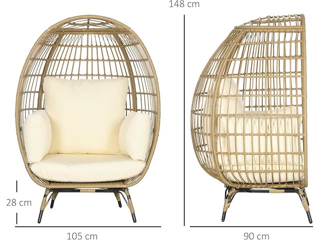 Rotan fauteuil in de vorm van een mand - afbeelding 4 van  6