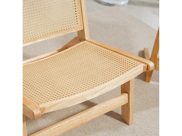 Rotan fauteuil, leesstoel, houten frame, brede zit, 64 x 70 x 74 cm, natuurlijk hout - afbeelding 5 van  5
