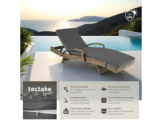 Rotan ligstoel - natuurlijke bruine (x2) - afbeelding 4 van  8