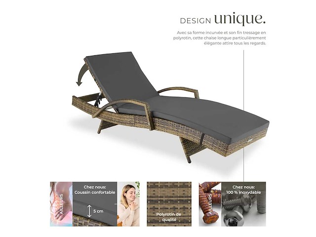 Rotan ligstoel - natuurlijke bruine (x2) - afbeelding 5 van  8