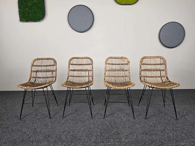 Rotan stoel - kantinestoel (4x) - afbeelding 1 van  7