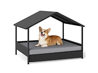 Rotan verhoogde bank met compartiment voor kleine en middelgrote honden tot 60 kg - afbeelding 1 van  6