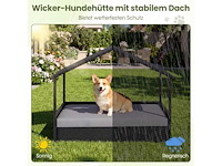 Rotan verhoogde bank met compartiment voor kleine en middelgrote honden tot 60 kg - afbeelding 2 van  6