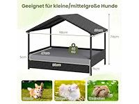 Rotan verhoogde bank met compartiment voor kleine en middelgrote honden tot 60 kg - afbeelding 3 van  6