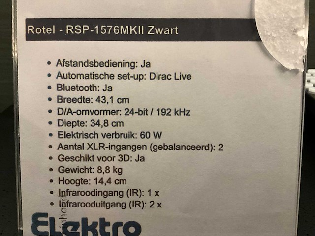 Rotel rsp-1576mkii surround sound processor - afbeelding 6 van  6