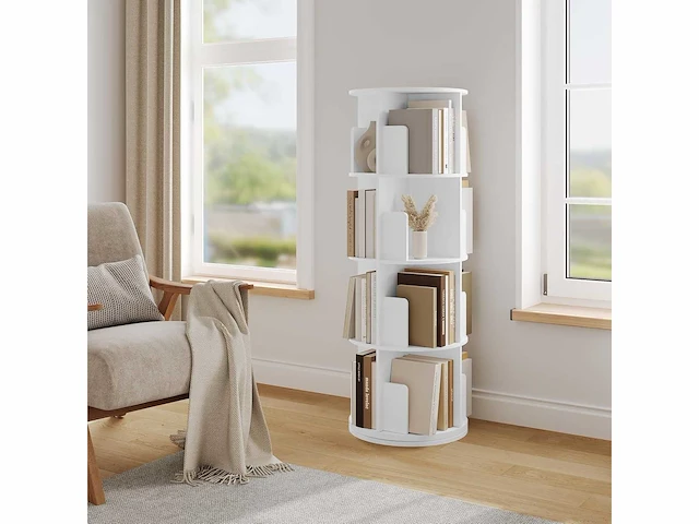 Roterende boekenkast, 4 niveaus, wit - afbeelding 7 van  7