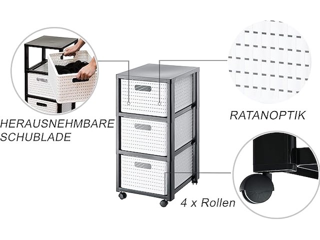 Rotho country rolhouder met 3 lades - afbeelding 2 van  4