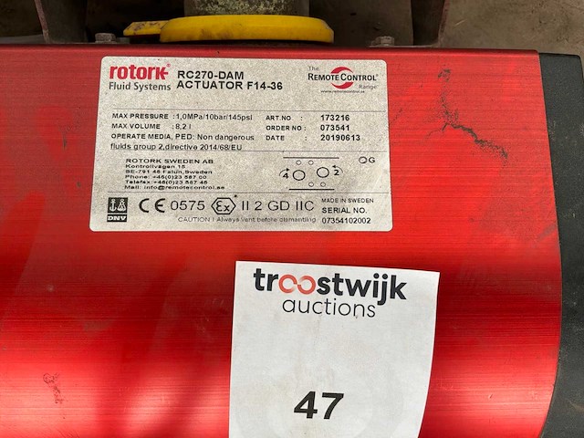 Rotork fluid systems rc270-dam pneumatische actuator - afbeelding 1 van  1