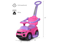 Roze 3-in-1 duwauto voor kinderen - afbeelding 1 van  1