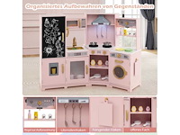 Roze houten hoekkeuken met licht en geluidseffecten - afbeelding 1 van  3