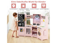 Roze houten hoekkeuken met licht en geluidseffecten - afbeelding 2 van  3