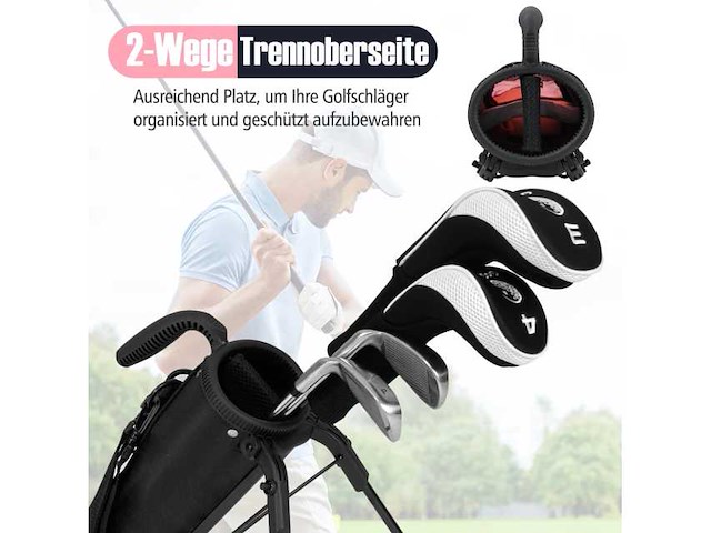 Roze lichtgewicht golftas met dubbel compartiment en regenhoes - afbeelding 4 van  6