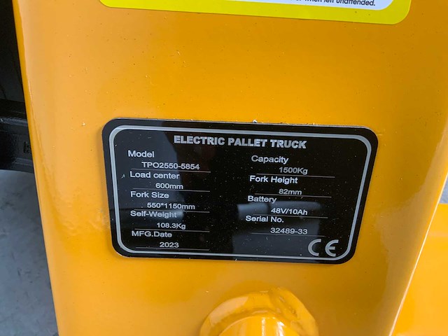 Rte - 2025 - 5854 - elektrische palletwagen 1500kg - afbeelding 6 van  6