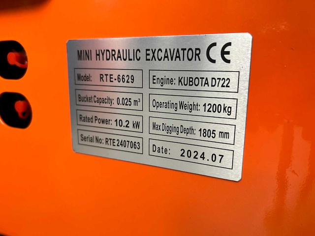 Rte - 2025 - cre120 - minigraafmachine kubota euro 5 - afbeelding 11 van  13