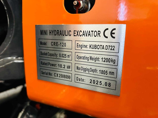 Rte - 2025 - cre120 - minigraafmachine kubota euro 5 - afbeelding 10 van  32