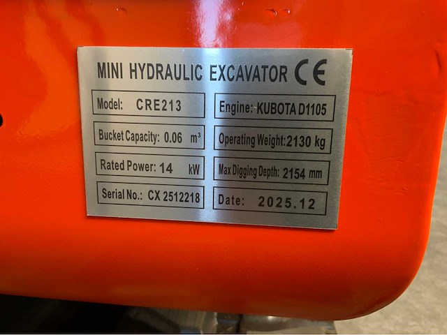 Rte - 2025 - cre213 - minigraafmachine kubota euro 5 met cabine - afbeelding 18 van  34