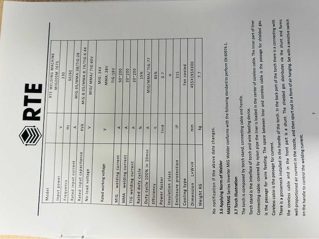 Rte - 2025 - mig200m 7675 - mig lasapparaat - afbeelding 3 van  14