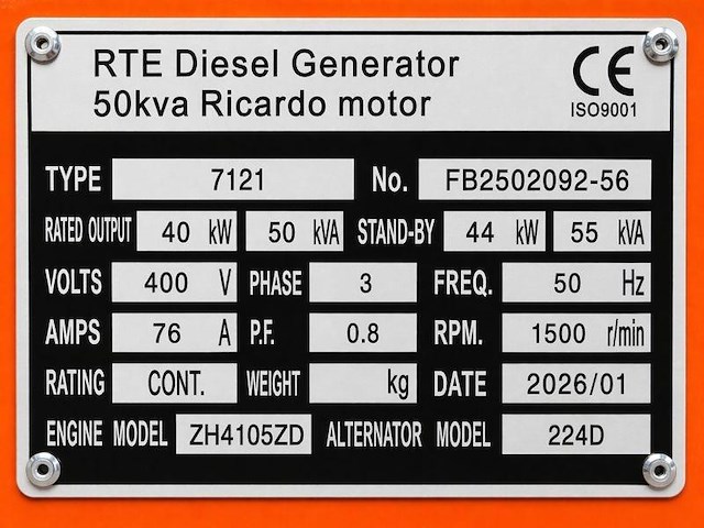 Rte - 2026 - 7121 - 50 kva noodstroomaggregaat 400v - afbeelding 2 van  4