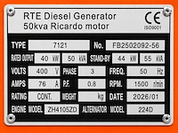 Rte - 2026 - 7121 - 50 kva noodstroomaggregaat 400v - afbeelding 2 van  4
